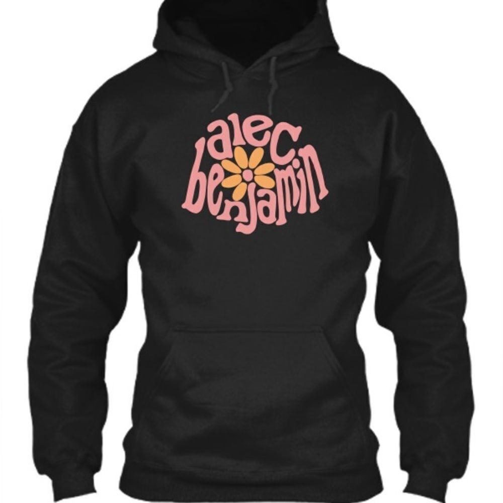 Los Angeles Apparel Alec Benjamin Flower Print Tour Black Hoodie. Unisex.